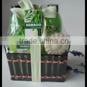 Nice Fragrance Bath Set 170ml Shower Gel Bubble Bath and 70ml Body Lotion 100g Soap Fizzer With Bamboo Basket thumbnail-4