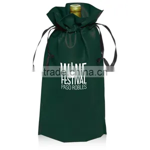 Promote Green Ideas Non-Woven Vineyard Ribbon Custom Drawstring Bags Wine Bottle Gift Bags thumbnail-2