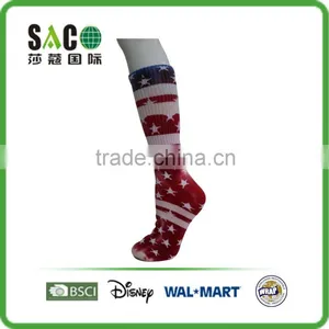 Tie Dyed Star and Stripe Red Blue Cotton Socks thumbnail-1