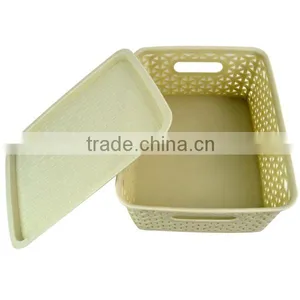 Plastic Storage Basket With Lid thumbnail-3