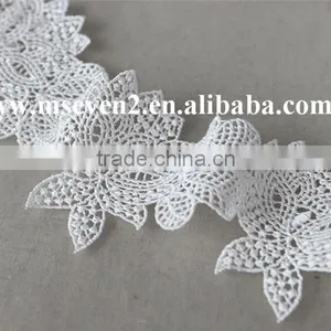 Reasonable Price Polyester Net Lace Trim ,rhinestone Lace Trim in White Non- Elastic Lace Trim for Clothing Making thumbnail-4