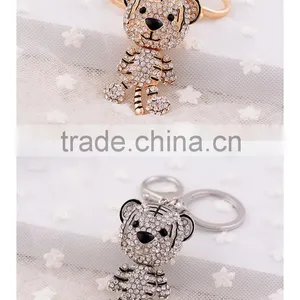 Cute Lovely Fashion Bear Animal Diamond Crystal Rhinestone GCrystal Keychain Charm Pendent for Women Handbag Purse Bag Keyrings thumbnail-4
