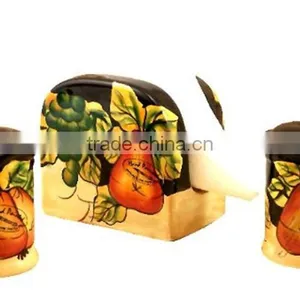 Personalized Handmade Color Glazed Decorative Ceramic FRUIT NAPKIN HOLDER SET thumbnail-1