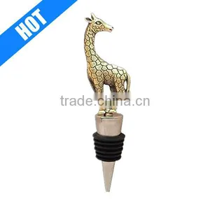 Resin Hand Painted Giraffe Stopper Wine Bottle thumbnail-1