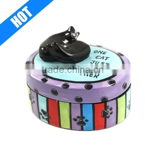 Ceramic Cat Lover Jewelry Trinket Box Best For Gift thumbnail-1