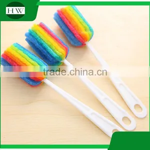 Kitchen Rainbow Plastic Sponge Long Handle Hanging Tableware Water Cup Bottle Clean Cleaning Brush thumbnail-3