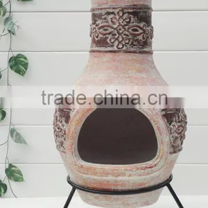 Wholesale Antique Finish Outdoor Clay Chiminea With Metal-stand thumbnail-1
