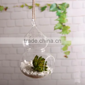 DIY Home Decoration Micro Landscape Calabash Shaped Hanging Clear Glass Terrarium thumbnail-2