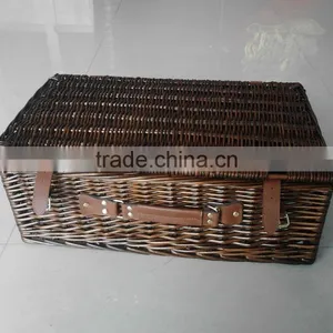 2016 Willow Wicker Storage Basket With Leather Handle thumbnail-1