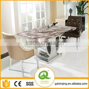 TH337 Dining Room Furniture Stainless Steel Marble Top Dining Set for Sale thumbnail-1