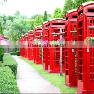 Antique Red Painted Metal Street Telephone Box thumbnail-5