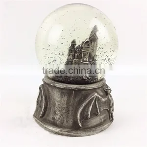 Custom Halloween Theme Antique Building Bat Snow Globe thumbnail-3