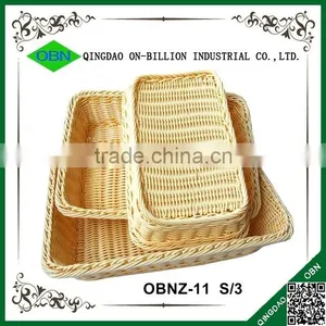Rectangular Hand Weaving Plastic Rattan Basket for Bread thumbnail-2