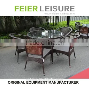 FEIER A6008CH Rattan Outdoor Round Rattan Dining Set thumbnail-1