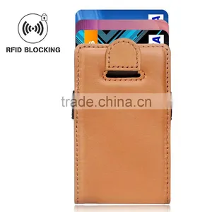 Tianhooo Slim Wallet Minimalist Brown Genuine Cowhide Leather Wallet RFID Blocking Card Holder thumbnail-1