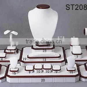 Custom Design Shop Decora Ring Earring Necklace Painted Wooden Jewelry Display Set thumbnail-1