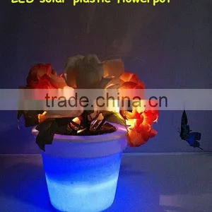 Cheap Home Decoration Plastic PE Solar Led Light Garden Flower Pot thumbnail-1