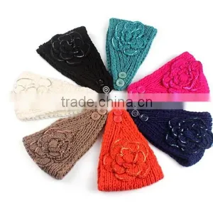 2014 Fahion White Knit Flower Head Wrap thumbnail-2