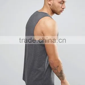 2017 Cheapest High Quality New Design Custom Dark Grey Color Gym Wear Comfortable 100% Polyester Fashion Men's Sport Vest thumbnail-2