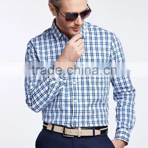 New Design Small Checked Blends Cotton Men Shirt SL0075 thumbnail-4