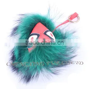 CX-R-48F New Arrival Fashion Fur Bag Charm Raccoon Fur Pom Keychain thumbnail-6