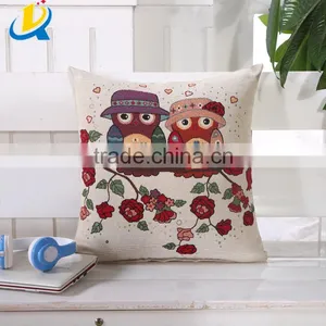 Fancy Owl Design Backrest Embroidery Pillow Cover thumbnail-3