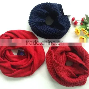 Cashmere Black Color Fashion Winter Knitted Factory Produce Fashion Circle Round Scarf thumbnail-3