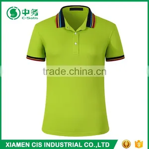 2017 Hot Sale Color Combination Collar Design Women Short Sleeve Blank Polo Shirts thumbnail-3
