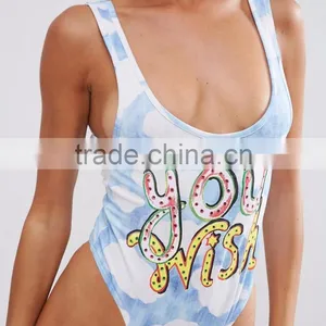 MGOO Women Bodysuit With Custom Print Full Print Sexy One Piece Playsuit Low Back Underwear thumbnail-2