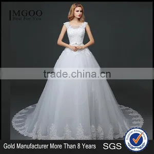 Women Sexy Strapless See-through Hollow Back Beaded Lace Appliqued Wedding Dress Back Straps Crossover thumbnail-1