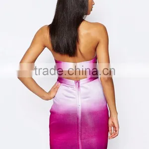 MGOO Customized Couture Bandage Dress In Tie Dye Strapless Midi Bodycon Club Dress One Piece Sinkly thumbnail-5