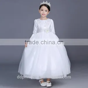 2017 Long Communion Dress Celebrity Dress White Evening Dress Long Sleeve thumbnail-4
