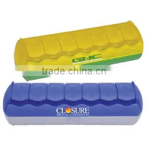 USA Made 7-Day AM/PM Med Minder Pill Box - Has 14 Rounded Compartments, an Angled Imprint Area and Comes With Your Logo thumbnail-1