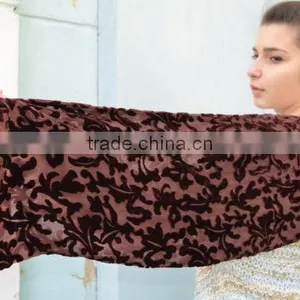 Vintage Brown Velvet Scarf ,Lace Shawl, Gothic Shawl, Plush Scarf, Women's Neck Scarf, Devore Scarf Stole, Velvet Devore Scarf thumbnail-2