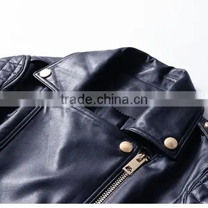 2017 Latest Designs Lady Casual Fashion Women Leather Motorcycle Jacket for Wholesale thumbnail-5
