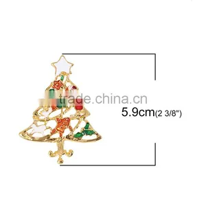 Pin Brooches Christmas Tree Gold Plated Red & Green Enamel Christmas Brooch thumbnail-2