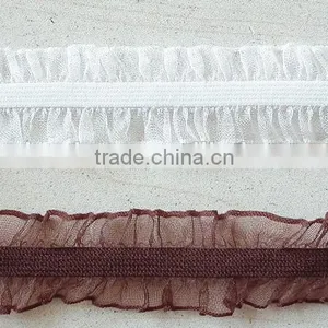 Sheer Lace Elastic With Gauze, Organza and Tulle Edge thumbnail-1