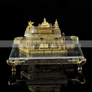 India 24K Gold Plated Crystal Golden Temple Model, Crystal Sikhism Souvenir Gift JC-TG 01 thumbnail-1
