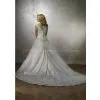 High Quality Satin Lace Appliqued Beaded A-line Bridal Wedding Dress Custom Made thumbnail-2