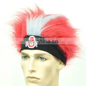 White and Red Mens Fan Wig High Quality Synthetic Wig FW2103 thumbnail-1