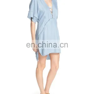 C103 Lace Neck Cover Up Tunic Beach Kaftan thumbnail-3