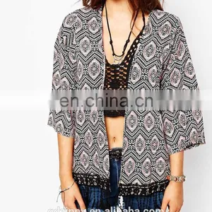 2015 New Arrival Ladies Crochet Hem Kimono thumbnail-5