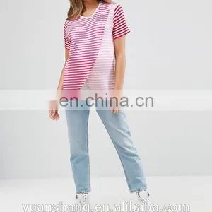 2017 New Design Maternity Nursing T-Shirt With Wrap Overlay In Pink Stripe thumbnail-4