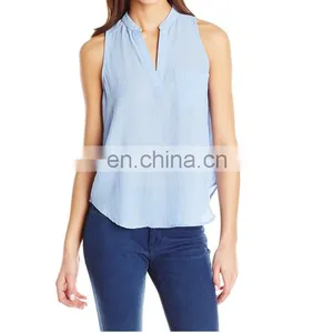 High Quality Hot Sale Ladys Wholesale Split V Neck thumbnail-1