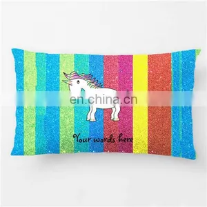 OEM Custom LOGO Colorful Cartoon Rainbow Unicorn Home Decor New Design Pillow Case Car Seat Cushion Cover thumbnail-1