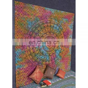 Multicolor Bohemian Hippie 100% Cotton Twin Size Wall Hanging Good Looking Tapestry thumbnail-2