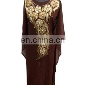 2015 Wedding Party Wear High Beaded Flower Pattern Farasha Moroccan Dress Kaftan for Sale thumbnail-1