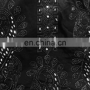 Women's Black Colour Lycra (Stretchable) Velvet Burkha With Black & Silver Stone Work & Stone Work On Dupatta (dubai Abaya2017) thumbnail-3
