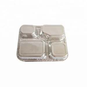 Food Lunch Box 4 Compartment Rectangular Disposable Aluminum Foil Container thumbnail-2