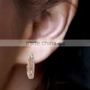 14K Rose Gold Earring With Diamonds thumbnail-2